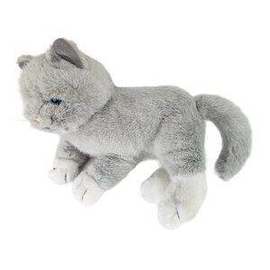 Dakin Vintage Stuffed Animal Gray Cat Plushie 11"